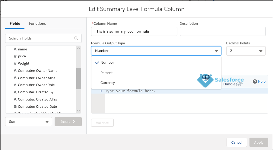 Summary Formula Column in Lightning Reports