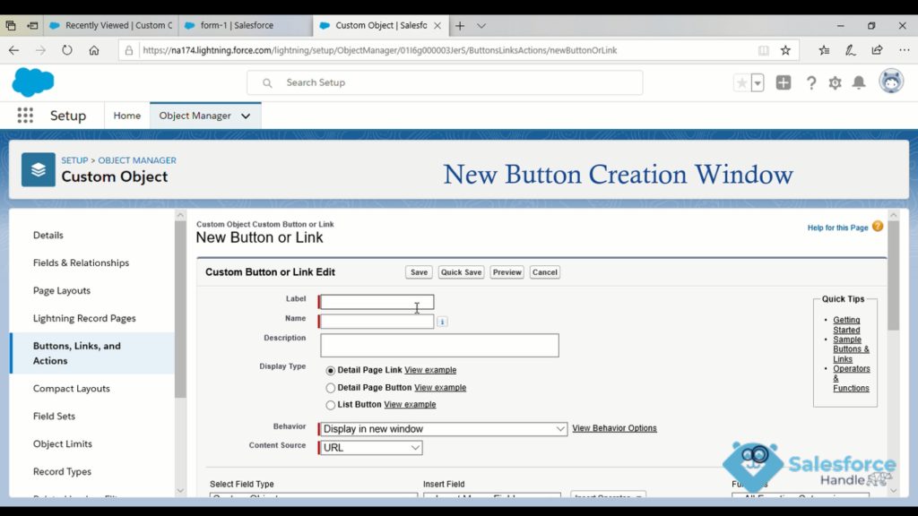 Custom Buttons in Salesforce